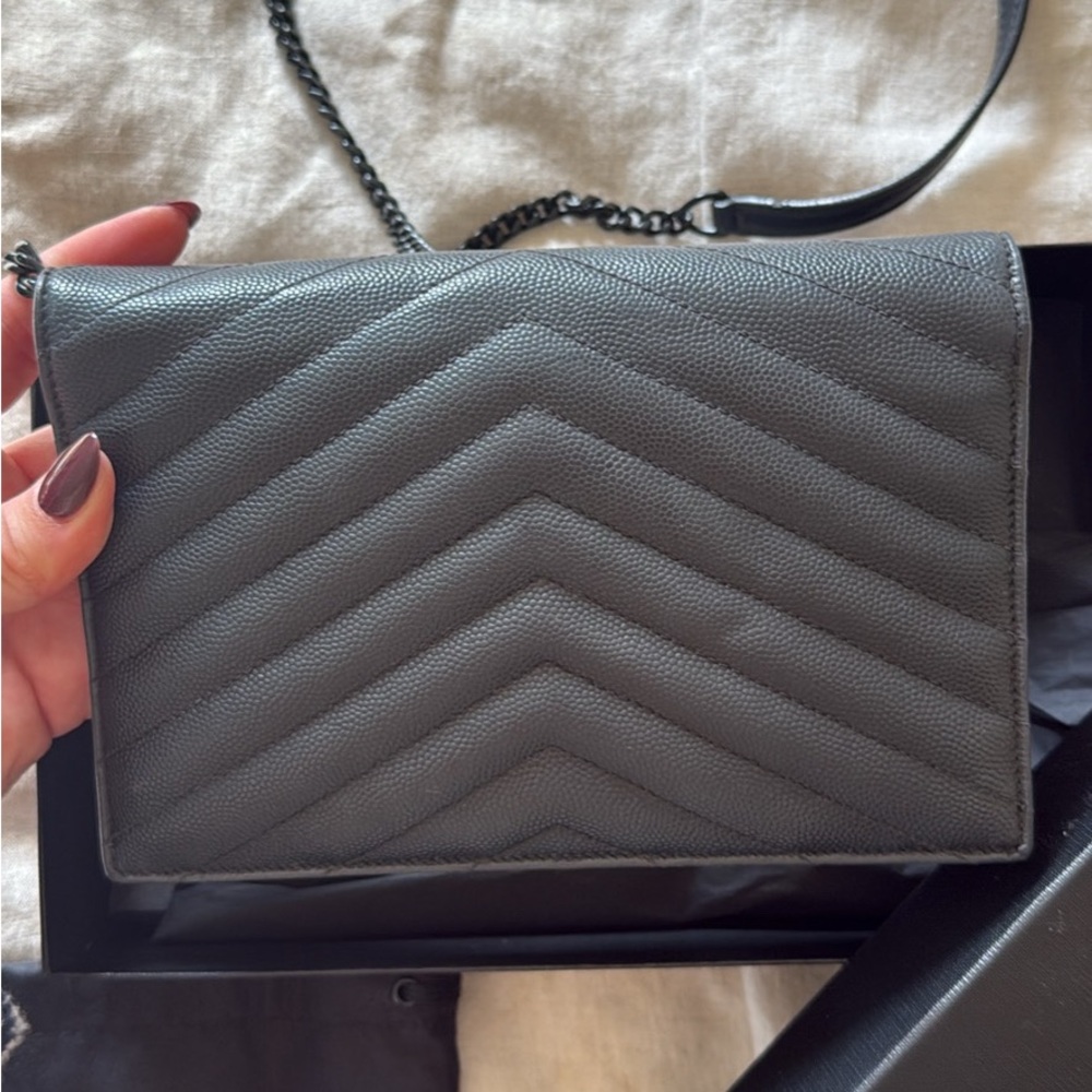 Saint Laurent Black Cassandre Envelope Chain Bag - Picture 6 of 8